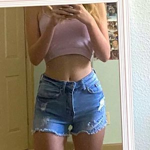 Blue High Waisted Jean Shorts (small)